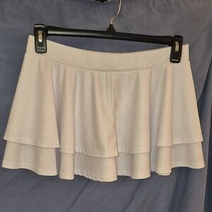 Tiered Ruffle Mini Skirt in White